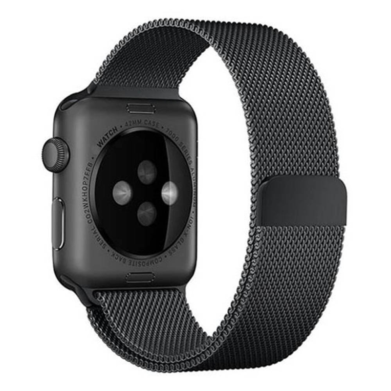 Curea metalica pentru Apple Watch Loomax, bratara Milanese Loop, Compatibila cu Apple Watch, 38 / 40 mm negru, 33-3305