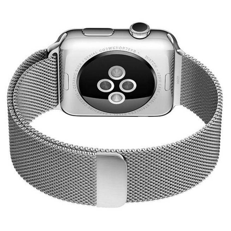 Curea metalica pentru Apple Watch Loomax, bratara Milanese Loop, Compatibila cu Apple Watch, 38 / 40 mm silver, 33-3307