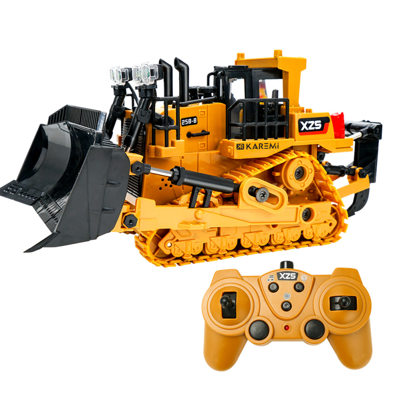 Excavator realist cu telecomanda, Karemi, 1:24, cupa din aliaj, cablu USB, galben, 011