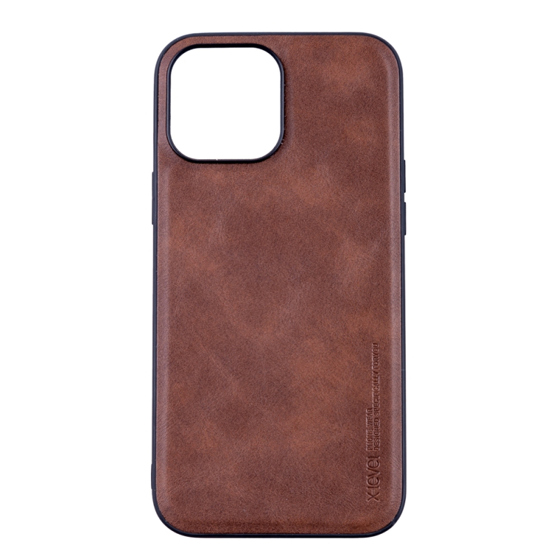 Husa de protectie Loomax, Iphone 13 Pro Max, piele ecologica, maro