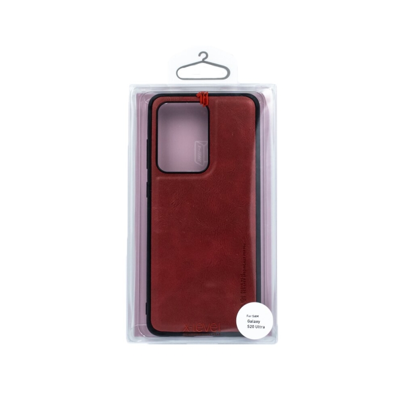 Husa Loomax de protectie Samsung S20 Ultra, anti-soc, din piele ecologica, subtire, visiniu