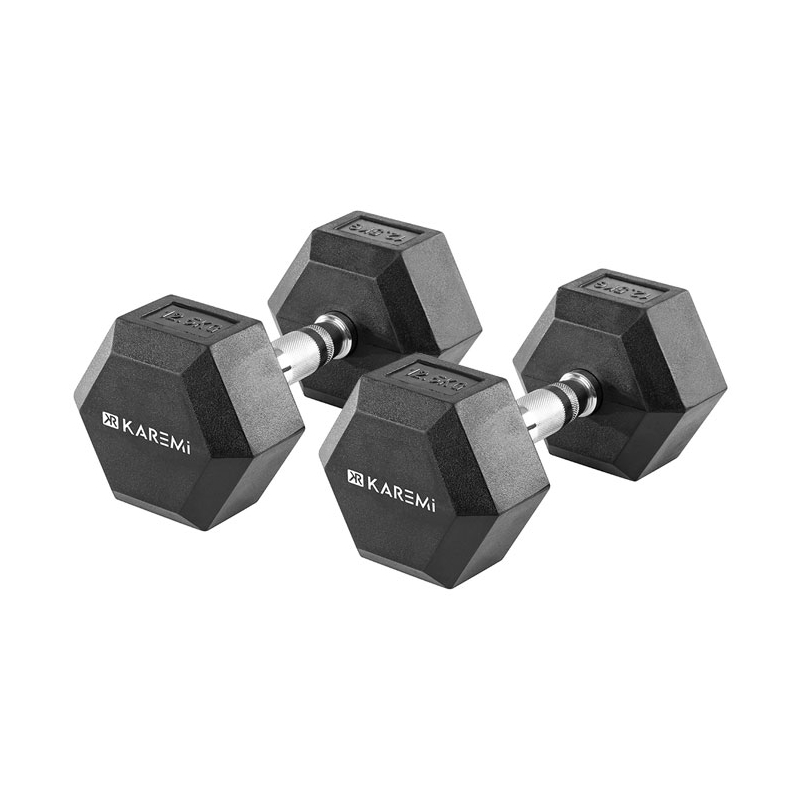 Set 2 gantere Karemi de 12.5 kg, dumbbell, hexagon