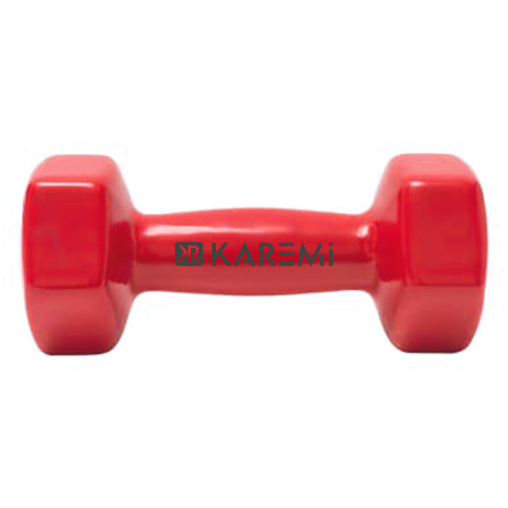 Gantera Karemi de 4 kg pentru fitness, tip hexagon, rosu